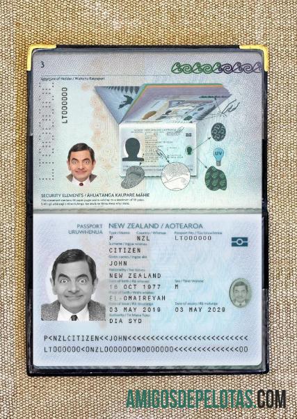 Passaporte da Nova Zelândia 2019 Presente Photolook exemplo